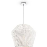 Pendelleuchte Esstisch Hängelampe Esszimmer Lampe E27 Papier Boho Rattan Pendelleuchte - Weiß, Weiß (Ø33cm) - Paco Home von PACO HOME