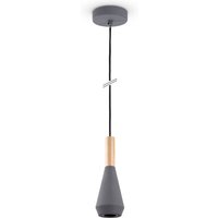 Paco Home - Pendelleuchte Esstisch Lampe Küche Wohnzimmer Lampenschirm Stahl Holz GU10 Grau, Ø9cm von PACO HOME