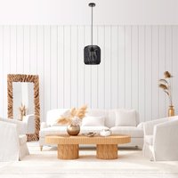 Paco Home Pendelleuchte Esstisch Papier Boho Hängelampe Esszimmer Lampe E27 Rattan Pendelleuchte - Schwarz, Schwarz (Ø24cm) von PACO HOME