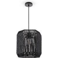 Paco Home Pendelleuchte Esstisch Papier Boho Hängelampe Esszimmer Lampe E27 Rattan Pendelleuchte - Schwarz, Schwarz (Ø24cm) von PACO HOME
