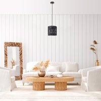 Pendelleuchte Esstisch Papier Boho Hängelampe Esszimmer Lampe E27 Rattan Pendelleuchte - Schwarz, Schwarz (Ø33cm) - Paco Home von PACO HOME