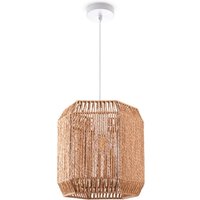 Paco Home - Pendelleuchte Esstisch Papier Boho Hängelampe Esszimmer Lampe E27 Rattan Pendelleuchte - Weiß, Natur (Ø24cm) von PACO HOME