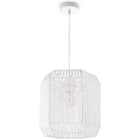 Pendelleuchte Esstisch Papier Boho Hängelampe Esszimmer Lampe E27 Rattan Pendelleuchte - Weiß, Weiß (Ø24cm) - Paco Home von PACO HOME