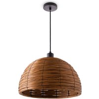 Pendelleuchte Esstischlampe Esszimmer Korb Optik 1,5m Textilkabel Rustikal Boho Pendelleuchte - Schwarz, Braun (Ø36 cm) - Paco Home von PACO HOME