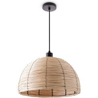 Pendelleuchte Esstischlampe Esszimmer Korb Optik 1,5m Textilkabel Rustikal Boho Pendelleuchte - Schwarz, Natur (Ø36 cm) - Paco Home von PACO HOME