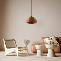 Pendelleuchte Esstischlampe Esszimmer Korb Optik 1,5m Textilkabel Rustikal Boho Pendelleuchte - Weiß, Natur (Ø36 cm) - Paco Home von PACO HOME