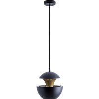 Pendelleuchte Hängelampe Esstischlampe 1,5m Textilkabel Kürzbar Indirektes Licht Schwarz-Messingfarben, Ø20 cm - Paco Home von PACO HOME