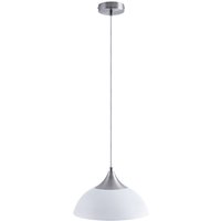 Paco Home Pendelleuchte Hängelampe Esszimmer Esstischlampe 1,5m Textilkabel Kürzbar E27 Weiß/Alu gebürstet, Milchig A60 800 Lumen / 8W von PACO HOME