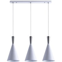 Pendelleuchte Hängelampe Esszimmer Esstischlampe 1,5m Textilkabel KürzbarØ18,5cm Weiß/Alu gebürstet, 3-flammig - Paco Home von PACO HOME