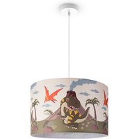 Pendelleuchte Kinderzimmer Deckenlampe Stoff Lampenschirm Rund Dschungel Pendelleuchte - Weiß, Design 3 (Ø45,5 cm) - Paco Home von PACO HOME