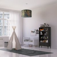 Pendelleuchte Kinderzimmer Deckenlampe Stoff Lampenschirm Rund Dschungel Pendelleuchte - Weiß, Design 4 (Ø45,5 cm) - Paco Home von PACO HOME