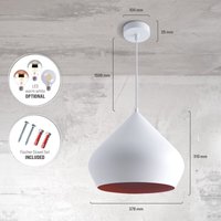 Pendelleuchte Küchenlampe Hängelampe Esszimmer Esstischlampe Industrial Ø38cm ohne Leuchtmittel, Weiß Kupfer - Paco Home von PACO HOME