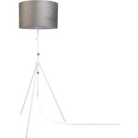 Pendelleuchte Stehleuchte Dreibein Wohnzimmer Lampenschirm Velours Unifarben E27 Grau Weiß (Ø45.5 cm), Stehleuchte Typ 2 - Weiß - Paco Home von PACO HOME