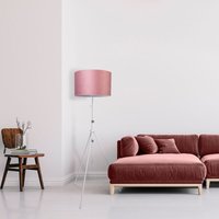 Paco Home Pendelleuchte Stehleuchte Dreibein Wohnzimmer Lampenschirm Velours Unifarben E27 Pink Weiß (Ø45.5 cm), Stehleuchte Typ 2 - Weiß von PACO HOME