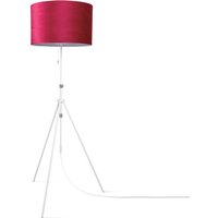 Pendelleuchte Stehleuchte Dreibein Wohnzimmer Lampenschirm Velours Unifarben E27 Rot Weiß (Ø45.5 cm), Stehleuchte Typ 2 - Weiß - Paco Home von PACO HOME