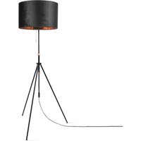 Paco Home - Pendelleuchte Stehleuchte Dreibein Wohnzimmer Lampenschirm Velours Unifarben E27 Schwarz Gold (Ø45.5 cm), Stehleuchte Typ 2 - Schwarz von PACO HOME