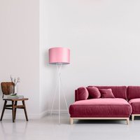 Paco Home - Pendelleuchte Stehleuchte Dreibein Wohnzimmer Lampenschirm Velours Unifarben E27 Stehleuchte - Weiß, Pink Weiß (Ø45.5 cm) von PACO HOME