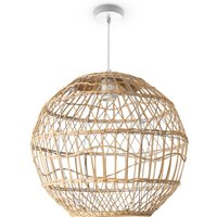 Pendelleuchte Wohnzimmer Boho Korbleuchten Pendellampe Rattan Hängeleuchte Creme (Ø40 cm), Pendelleuchte - Typ 6 - Paco Home von PACO HOME