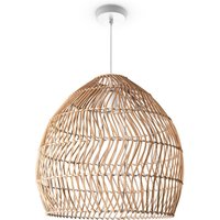 Pendelleuchte Wohnzimmer Boho Korbleuchten Pendellampe Rattan Hängeleuchte Creme (Ø40 cm), Pendelleuchte - Typ 7 - Paco Home von PACO HOME