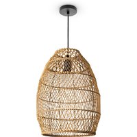 Pendelleuchte Wohnzimmer Boho Korbleuchten Pendellampe Rattan Hängeleuchte Natur (Ø30cm), Pendelleuchte - Typ 3 - Paco Home von PACO HOME