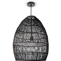 Paco Home Pendelleuchte Wohnzimmer Boho Korbleuchten Pendellampe Rattan Hängeleuchte Schwarz (Ø55 cm), Pendelleuchte - Typ 3 von PACO HOME
