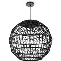 Pendelleuchte Wohnzimmer Boho Korbleuchten Pendellampe Rattan Hängeleuchte Schwarz (Ø40cm), Pendelleuchte - Typ 6 - Paco Home von PACO HOME