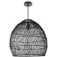 Pendelleuchte Wohnzimmer Boho Korbleuchten Pendellampe Rattan Hängeleuchte Schwarz (Ø40cm), Pendelleuchte - Typ 7 - Paco Home von PACO HOME