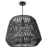 Pendelleuchte Wohnzimmer Boho Korbleuchten Pendellampe Rattan Hängeleuchte Schwarz (Ø40cm), Pendelleuchte - Typ 9 - Paco Home von PACO HOME