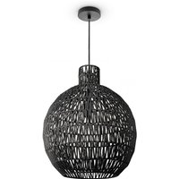 Pendelleuchte Wohnzimmer Boho Korbleuchten Pendellampe Rattan Hängeleuchte Schwarz (Ø45 cm), Pendelleuchte - Typ 8 - Paco Home von PACO HOME