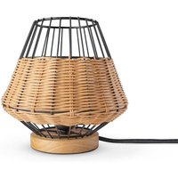Rattan Pendelleuchte Wohnzimmer Tischleuchte Boho Käfig Lampe Nachttisch Metall Natur (Ø21 cm), Tischleute - Typ 6 - Paco Home von PACO HOME
