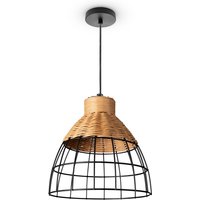 Rattan Pendelleuchte Wohnzimmer Tischleuchte Boho Käfig Lampe Nachttisch Metall Natur (Ø24cm), Pendelleuchte - Typ 4 - Paco Home von PACO HOME