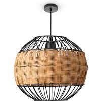 Rattan Pendelleuchte Wohnzimmer Tischleuchte Boho Käfig Lampe Nachttisch Metall Natur (Ø30cm), Pendelleuchte - Typ 3 - Paco Home von PACO HOME