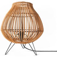 Rattan Pendelleuchte Wohnzimmer Tischleuchte Boho Käfig Lampe Nachttisch Metall Natur (Ø31 cm), Tischleute - Typ 2 - Paco Home von PACO HOME