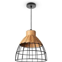 Rattan Pendelleuchte Wohnzimmer Tischleuchte Boho Käfig Lampe Nachttisch Metall Pendelleuchte - Typ 2, Natur (Ø22 cm) - Paco Home von PACO HOME