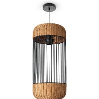 Rattan Pendelleuchte Wohnzimmer Tischleuchte Boho Käfig Lampe Nachttisch Metall Pendelleuchte - Typ 5, Natur (Ø19 cm) - Paco Home von PACO HOME