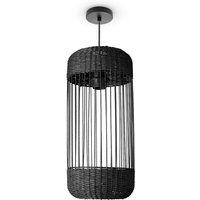 Rattan Pendelleuchte Wohnzimmer Tischleuchte Boho Käfig Lampe Nachttisch Metall Pendelleuchte - Typ 5, Schwarz (Ø19 cm) - Paco Home von PACO HOME