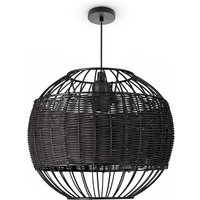 Rattan Pendelleuchte Wohnzimmer Tischleuchte Boho Käfig Lampe Nachttisch Metall Schwarz (Ø30cm), Pendelleuchte - Typ 3 - Paco Home von PACO HOME