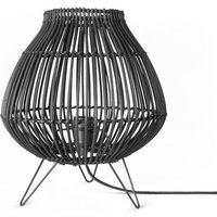 Rattan Pendelleuchte Wohnzimmer Tischleuchte Boho Käfig Lampe Nachttisch Metall Schwarz (Ø31 cm), Tischleute - Typ 2 - Paco Home von PACO HOME
