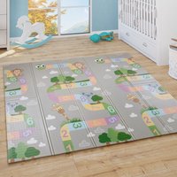 Spielmatte Krabbelmatte Wendbar AbBaby Kinder Matte Tier Motiv Grau Grün 180x200 cm - Paco Home von PACO HOME