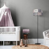 Stehlampe Kinderzimmer Lampenschirm Rund Stofflampe Stehleuchte Baby Bunt E27 Design 3 (Ø38 cm), Stehleuchte Einbein - Weiß - Paco Home von PACO HOME