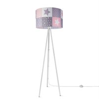 Stehlampe Kinderzimmer Lampenschirm Rund Stofflampe Stehleuchte Baby Bunt E27 Design 3 (Ø45,5 cm), Stehleuchte Dreinbein - Weiß - Paco Home von PACO HOME