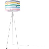 Kinderlampe Stehlampe Kinderzimmer Streifen Regenbogen Hell Bunt Pastell E27 Mehrfarbig (Ø45.5cm), Stehleuchte - Weiß - Paco Home von PACO HOME