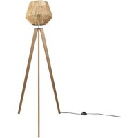 Paco Home Stehlampe Modern Wohnzimmer Schlafzimmer Rattan Optik Boho Korb Stehleuchte E27 Natur (Ø33 cm), Stehleuchte Holz von PACO HOME