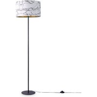 Stehlampe Standleuchte Wohnzimmer Schlafzimmer E27 Marmor Stein Design Grau Weiß Gold (Ø38cm), Stehleuchte - Schwarz - Paco Home von PACO HOME