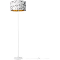 Stehlampe Standleuchte Wohnzimmer Schlafzimmer E27 Marmor Stein Design Grau Weiß Gold (Ø38cm), Stehleuchte - Weiß - Paco Home von PACO HOME