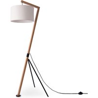 Stehlampe Tischlampe Wohnzimmer Lampenschirm Leselampe Nachttischlampe Galgen Stehleuchte - Bambus, Weiß (Ø38cm) - Paco Home von PACO HOME