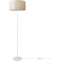 Stehlampe Wohnzimmer Lampenschirm Stoff Stehleuchte Leselampe Abstrakt Vintage Design 7 (Ø38 cm), Stehleuchte Einbein - Weiß - Paco Home von PACO HOME