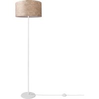 Stehlampe Wohnzimmer Lampenschirm Stoff Stehleuchte Leselampe Abstrakt Vintage Design 8 (Ø38 cm), Stehleuchte Einbein - Weiß - Paco Home von PACO HOME