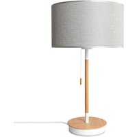 Stehleuchte Wohnzimmer Stoffschirm Tischlampe Textil Schirm E27 Nachtlicht Grau (Ø28cm), Tischleuchte - Weiß - Paco Home von PACO HOME