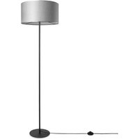 Stehleuchte Wohnzimmer Stoffschirm Tischlampe Textil Schirm E27 Nachtlicht Grau (Ø38 cm), Stehleuchte-Schwarz - Typ 2 - Paco Home von PACO HOME